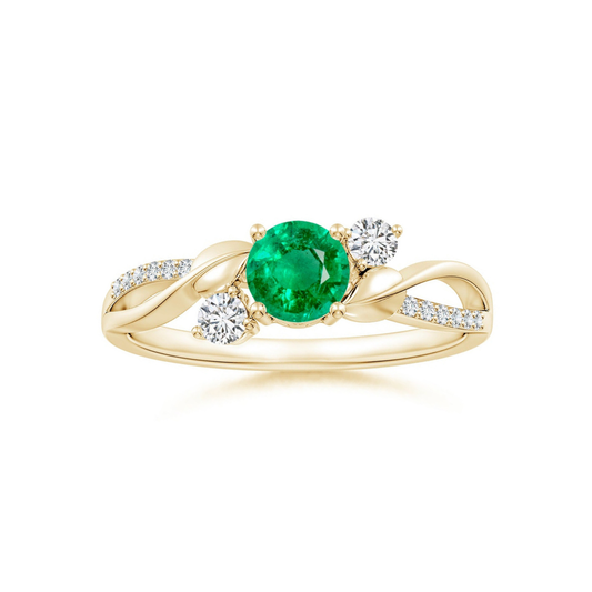 Three Stone Lab-created Emerald Twisted Band Promise Ring
