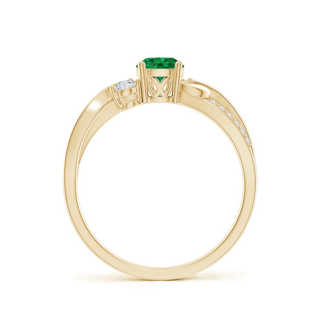 Three Stone Lab-created Emerald Twisted Band Promise Ring