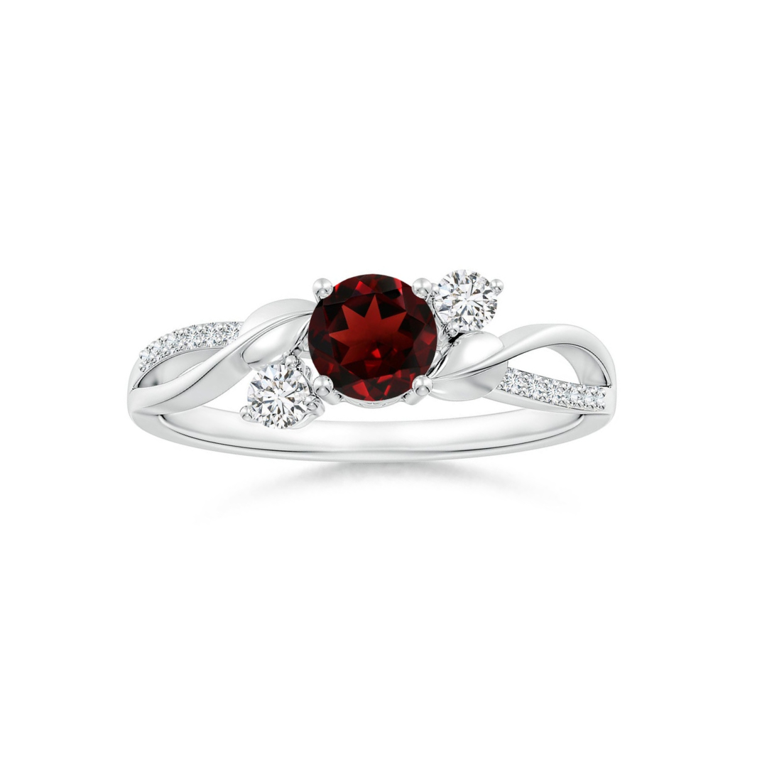 Three Stone Garnet Twisted Band Promise Ring