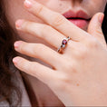 Three Stone Garnet Twisted Band Promise Ring