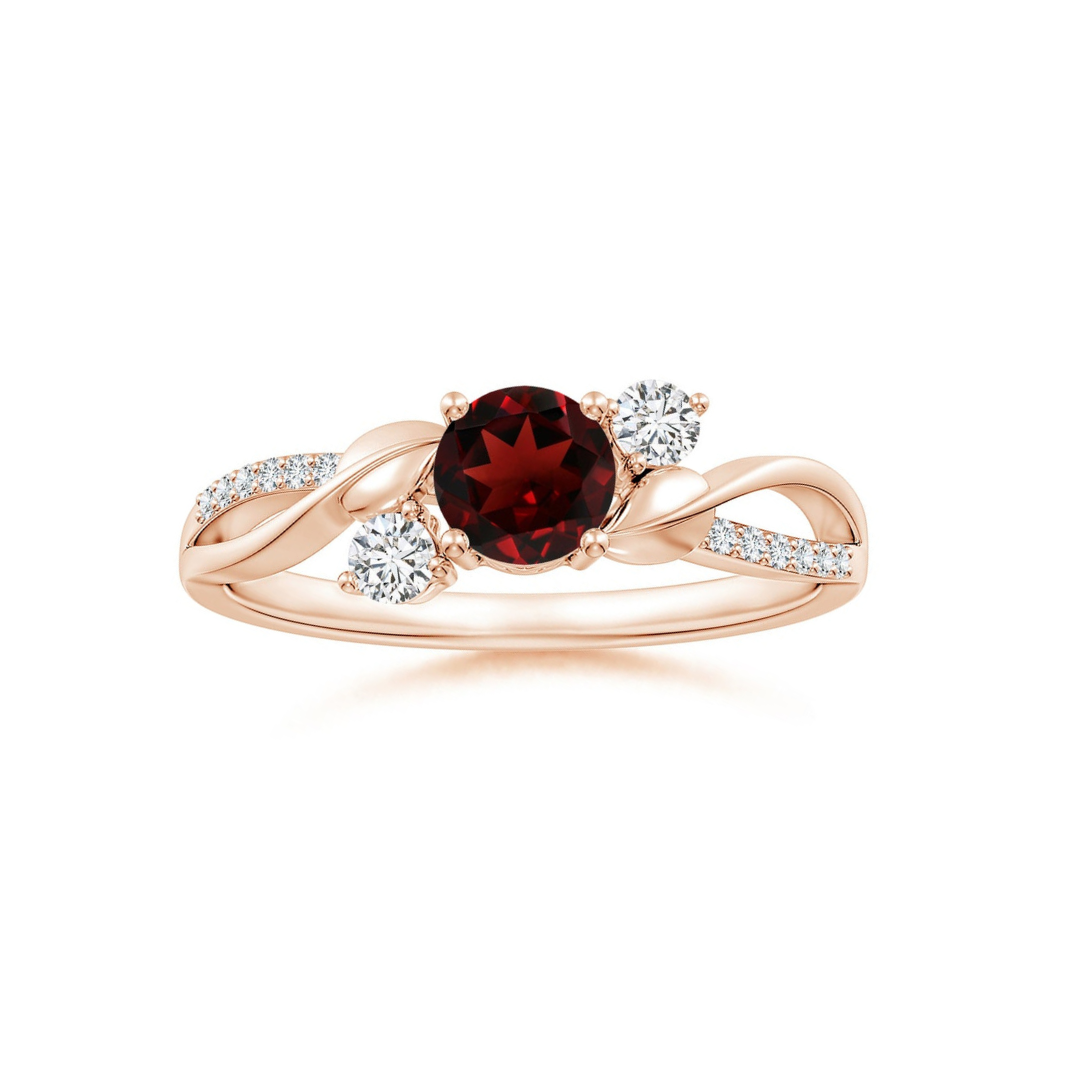Three Stone Garnet Twisted Band Promise Ring