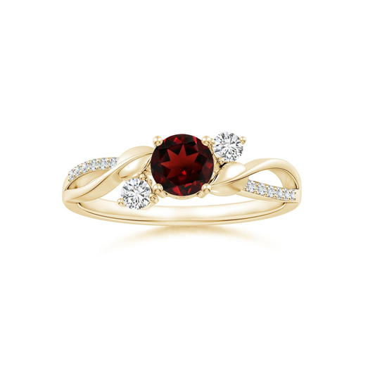 Three Stone Garnet Twisted Band Promise Ring