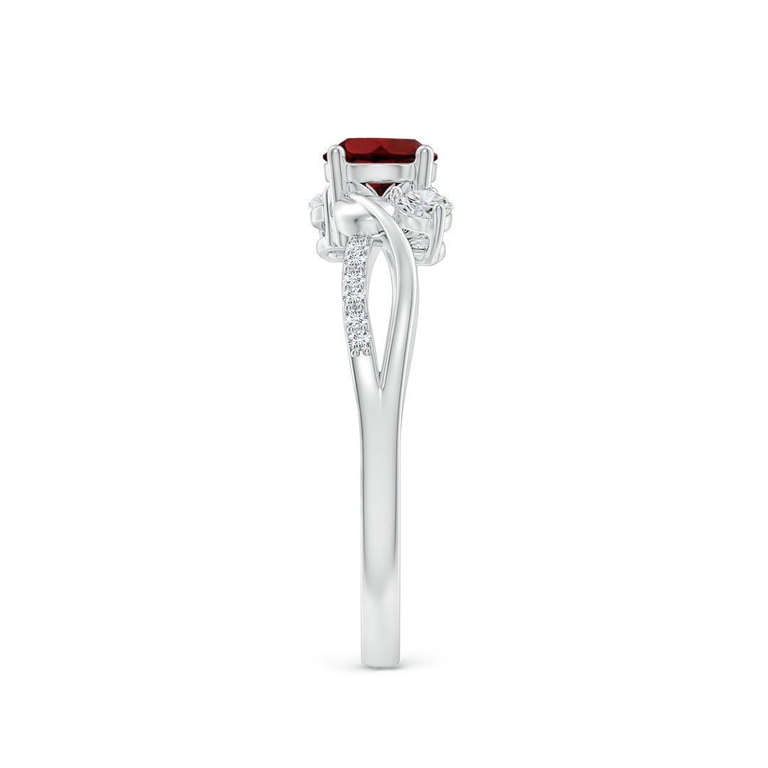 Three Stone Garnet Twisted Band Promise Ring