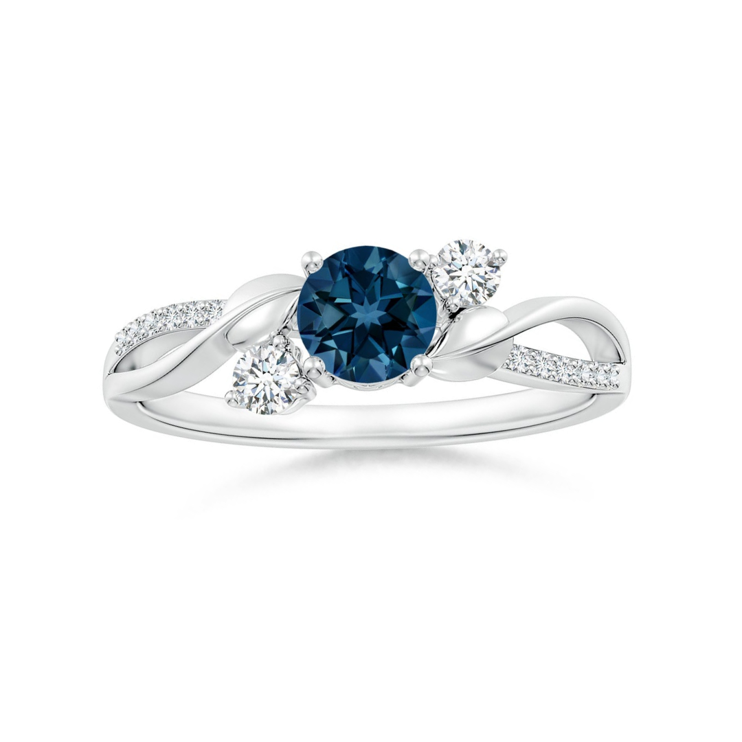 Three Stone London Blue Topaz Twisted Band Promise Ring