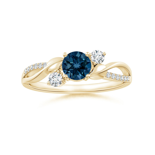 Three Stone London Blue Topaz Twisted Band Promise Ring