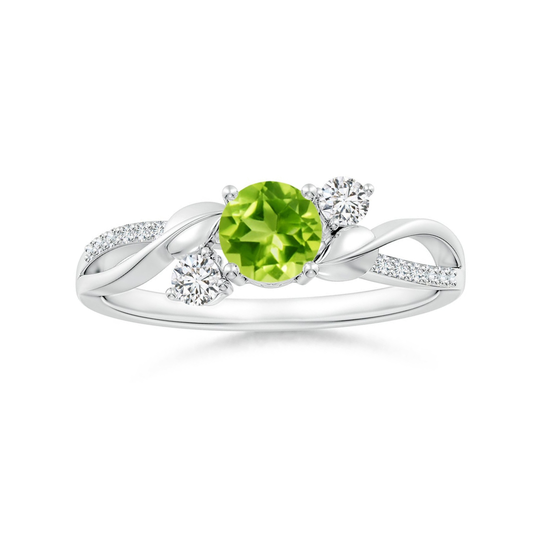 Three Stone Peridot Twisted Band Promise Ring