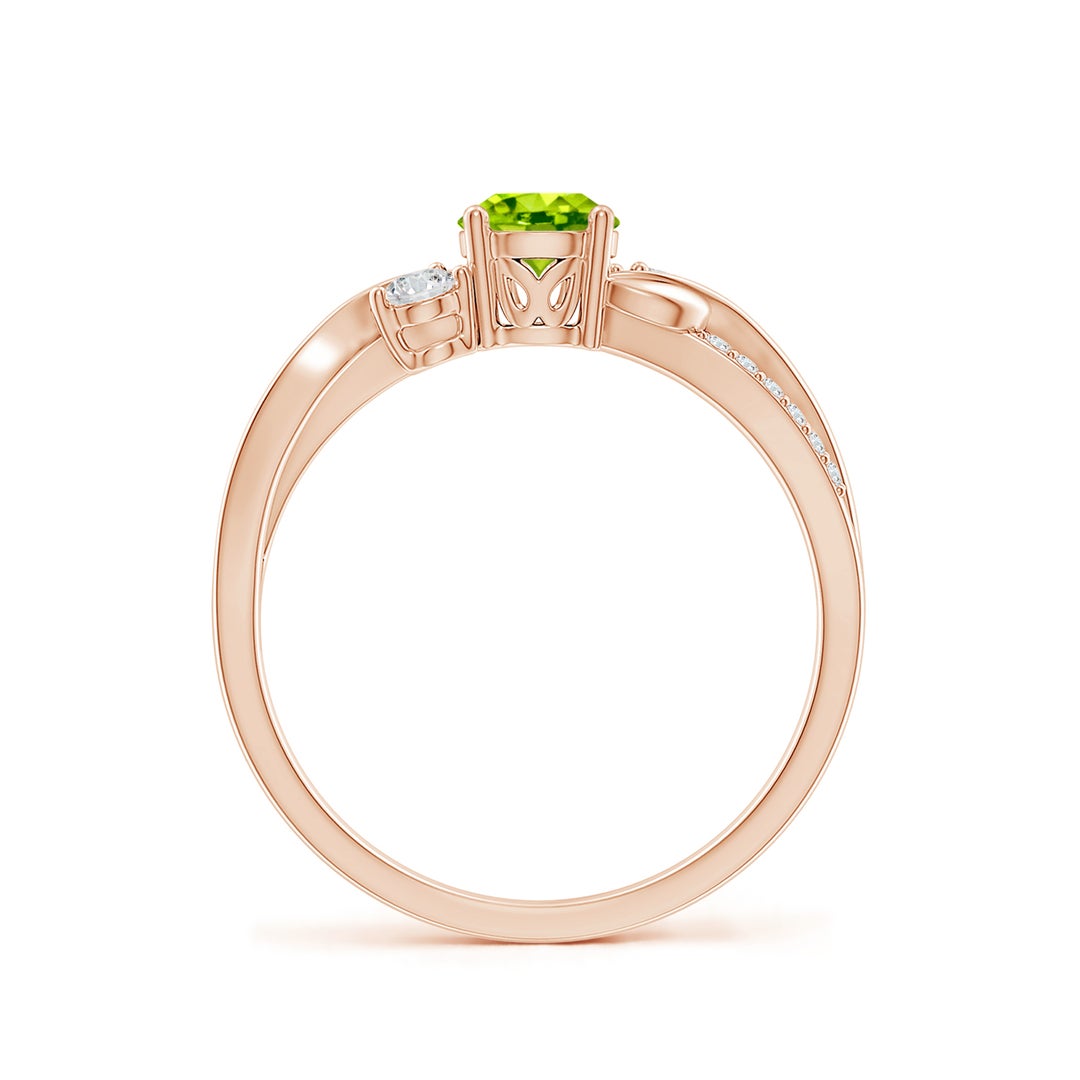 Three Stone Peridot Twisted Band Promise Ring