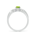 Three Stone Peridot Twisted Band Promise Ring