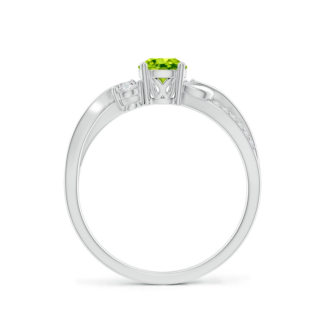 Three Stone Peridot Twisted Band Promise Ring