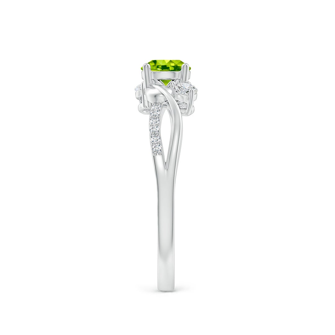 Three Stone Peridot Twisted Band Promise Ring