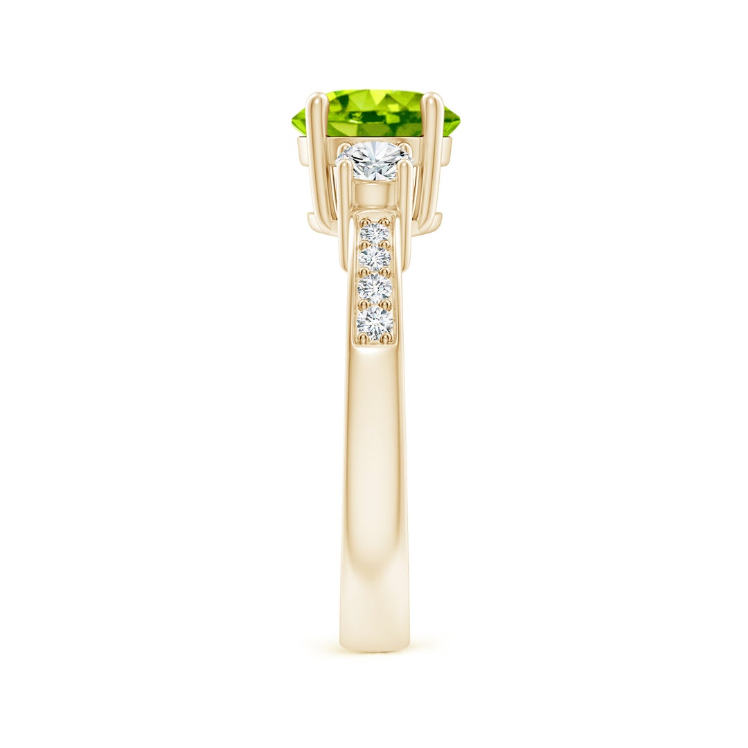 Three-Stone Peridot with Moissanite Accents Engagement Ring