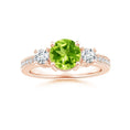 Three-Stone Peridot with Moissanite Accents Engagement Ring