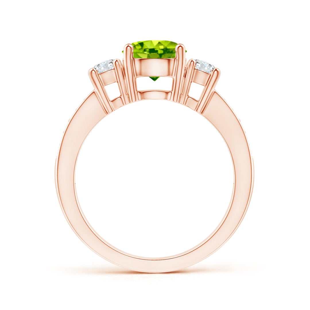 Three-Stone Peridot with Moissanite Accents Engagement Ring