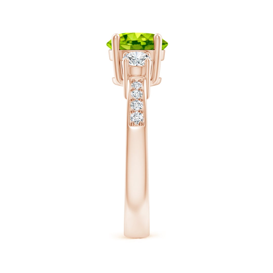 Three-Stone Peridot with Moissanite Accents Engagement Ring