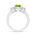 Three-Stone Peridot with Moissanite Accents Engagement Ring