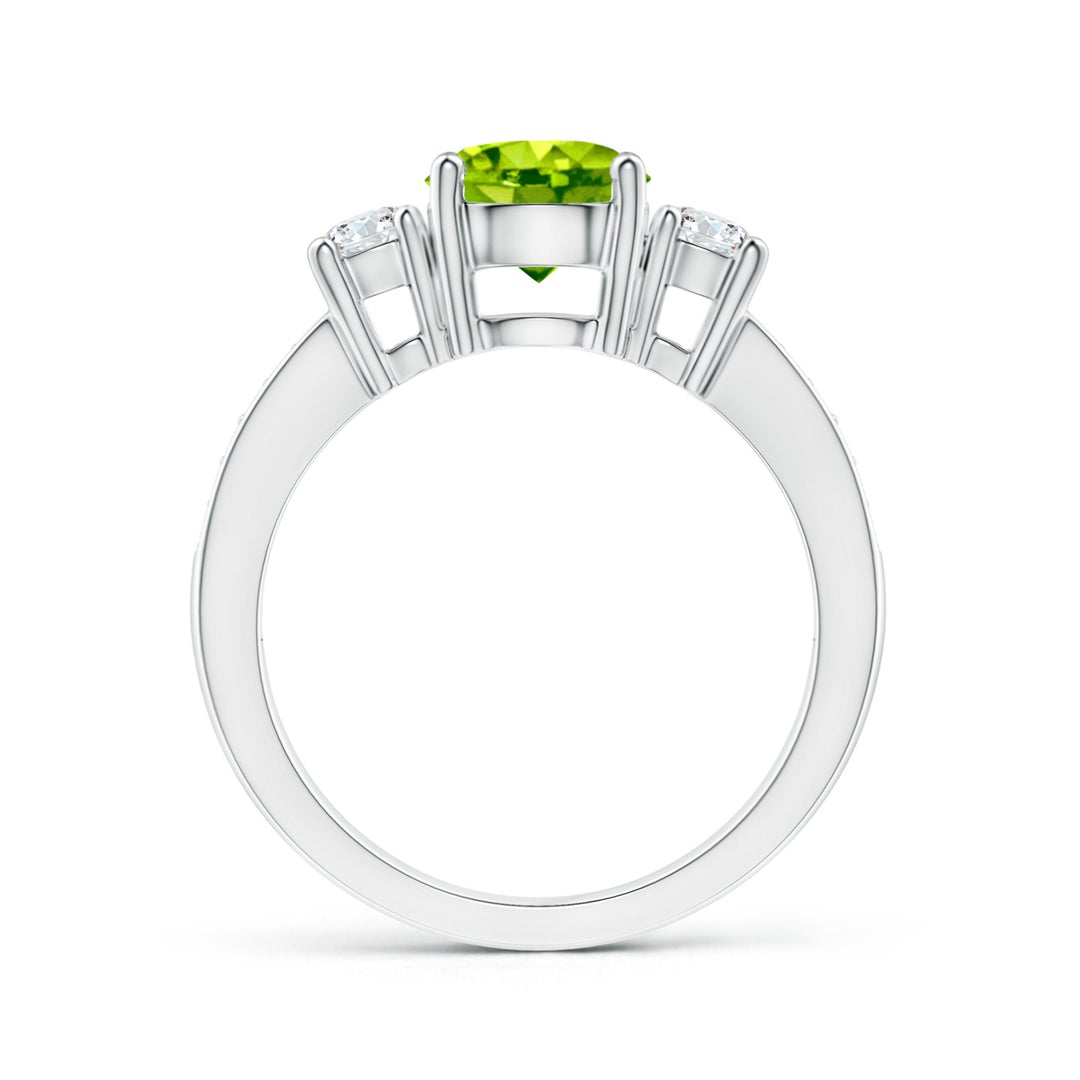 Three-Stone Peridot with Moissanite Accents Engagement Ring