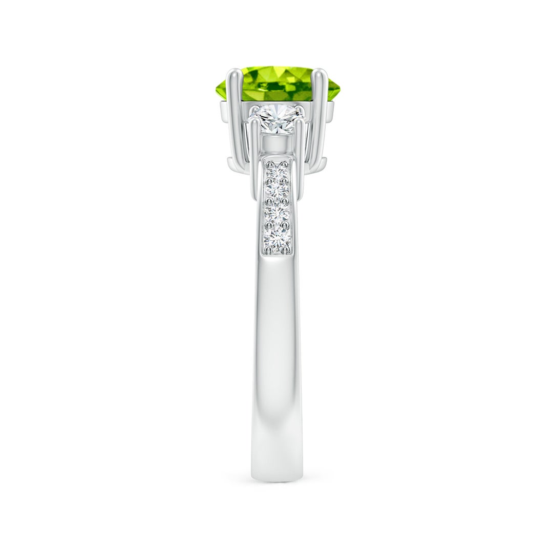 Three-Stone Peridot with Moissanite Accents Engagement Ring