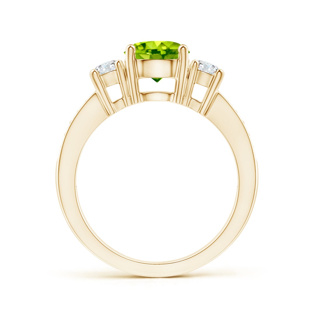 Three-Stone Peridot with Moissanite Accents Engagement Ring