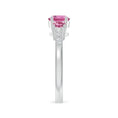 Three-Stone Pink Tourmaline Moissanite Accents Engagement Ring