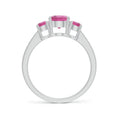 Three-Stone Pink Tourmaline Moissanite Accents Engagement Ring