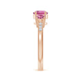 Three-Stone Pink Tourmaline Moissanite Accents Engagement Ring