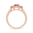 Three-Stone Pink Tourmaline Moissanite Accents Engagement Ring