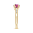 Three-Stone Pink Tourmaline Moissanite Accents Engagement Ring