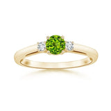 Three Stone Round Peridot with Moissanite Accents Promise Ring