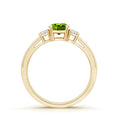 Three Stone Round Peridot with Moissanite Accents Promise Ring