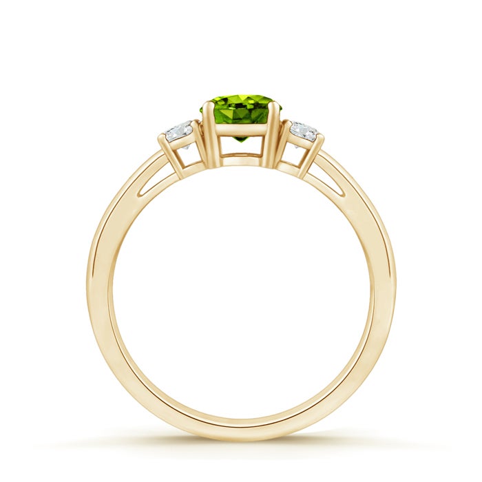 Three Stone Round Peridot with Moissanite Accents Promise Ring