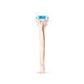 Three Stone Round Swiss Blue Topaz with Moissanite Accents Promise Ring