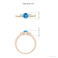 Three Stone Round Swiss Blue Topaz with Moissanite Accents Promise Ring