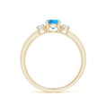 Three Stone Round Swiss Blue Topaz with Moissanite Accents Promise Ring