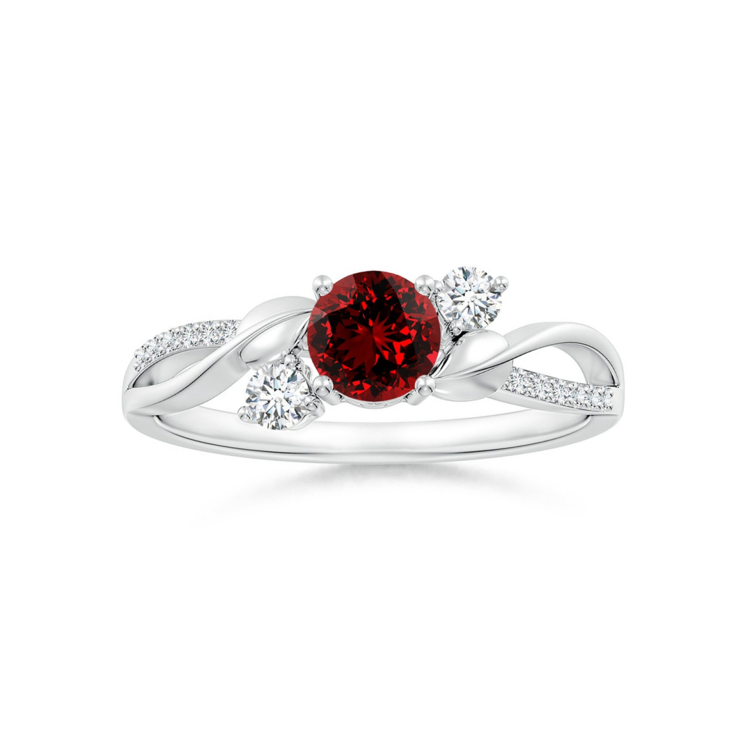 Three Stone Lab-created Ruby Twisted Band Promise Ring
