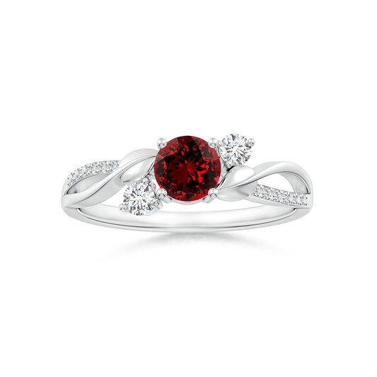Three Stone Lab-created Ruby Twisted Band Promise Ring