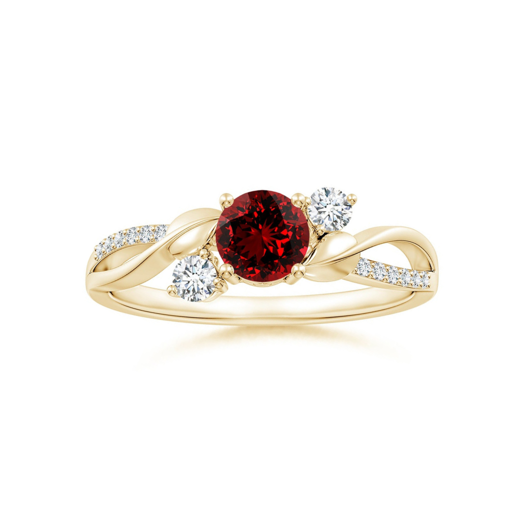 Three Stone Lab-created Ruby Twisted Band Promise Ring