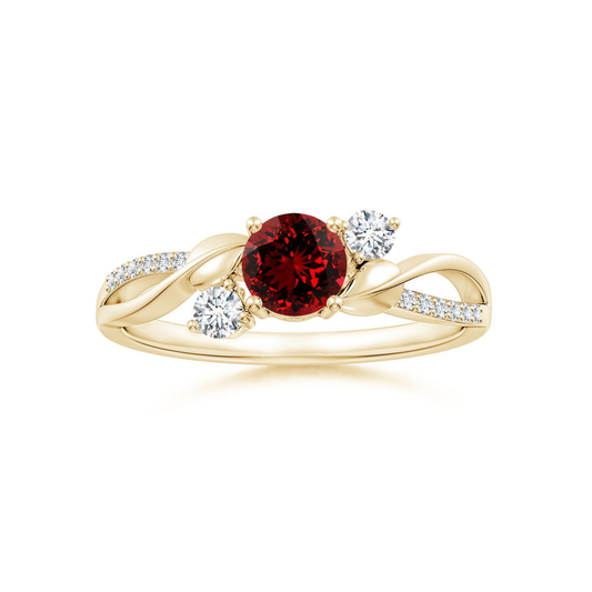 Three Stone Lab-created Ruby Twisted Band Promise Ring