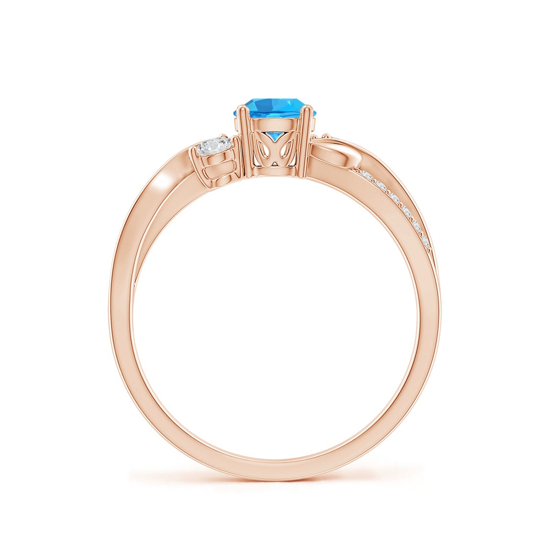 Three Stone Swiss Blue Topaz Twisted Band Promise Ring