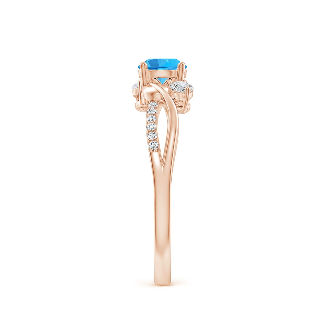 Three Stone Swiss Blue Topaz Twisted Band Promise Ring