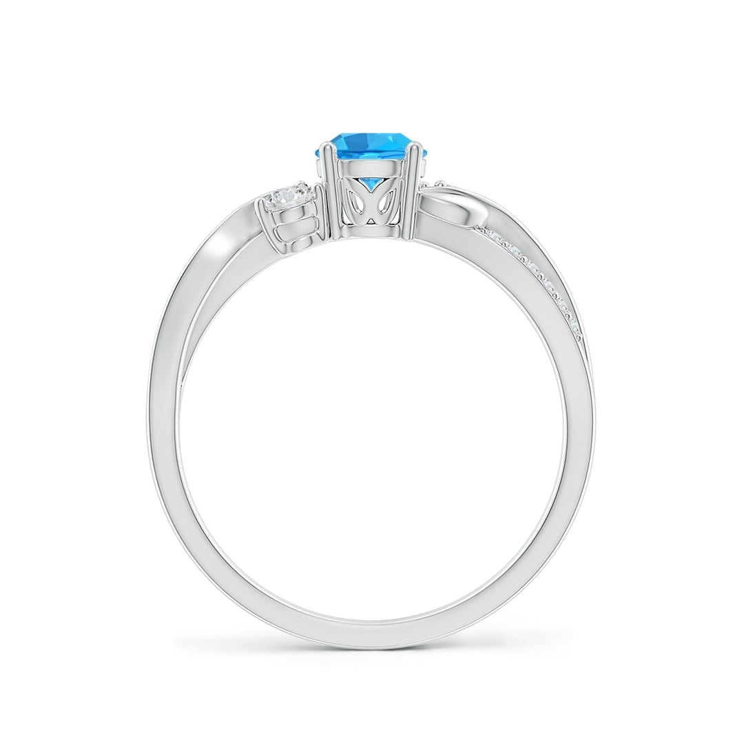 Three Stone Swiss Blue Topaz Twisted Band Promise Ring