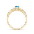 Three Stone Swiss Blue Topaz Twisted Band Promise Ring