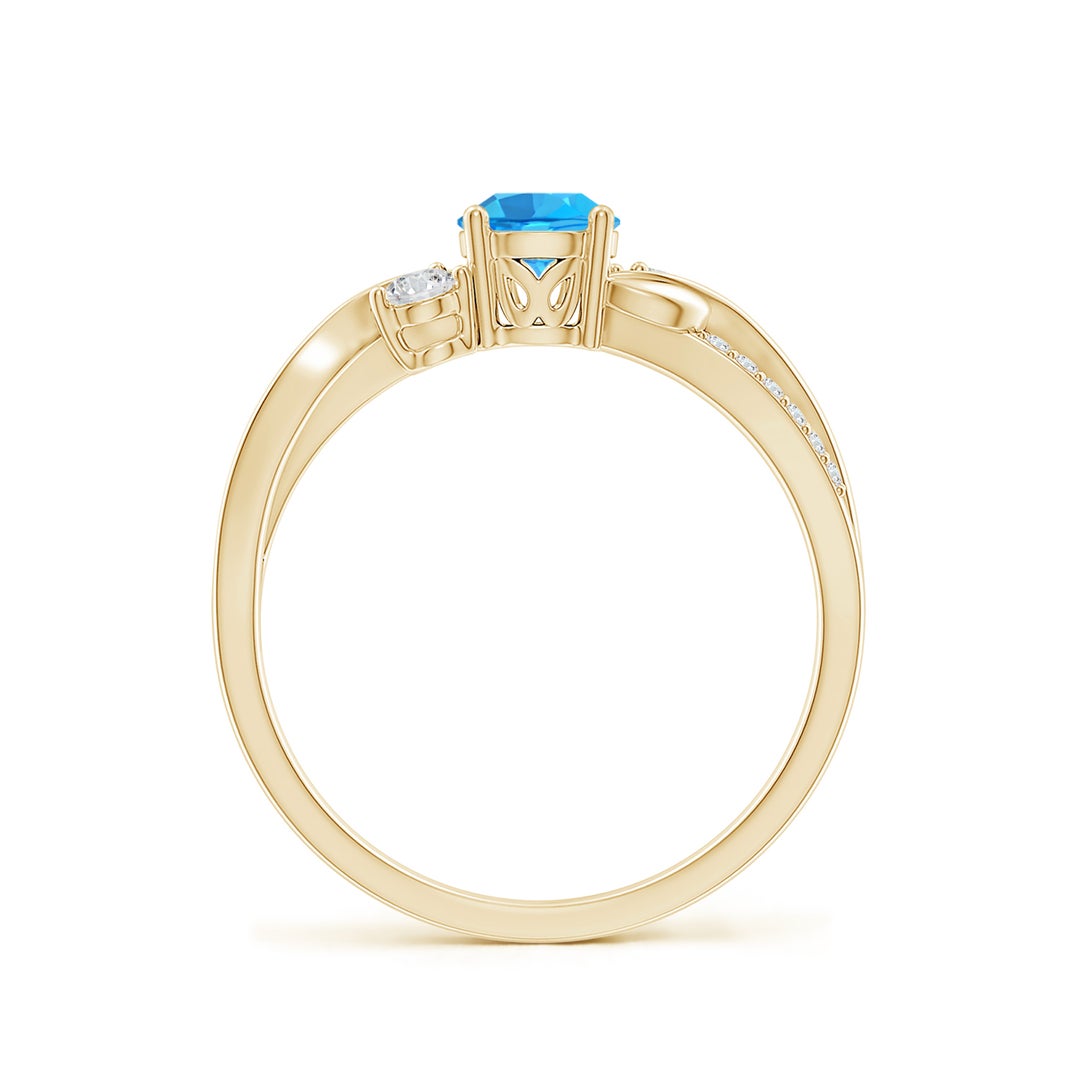 Three Stone Swiss Blue Topaz Twisted Band Promise Ring