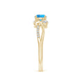 Three Stone Swiss Blue Topaz Twisted Band Promise Ring