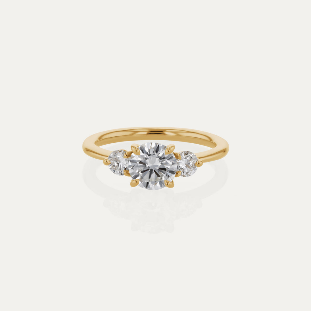 Custom Ring-Three Stone Round Cut Moissanite Engagement Ring
