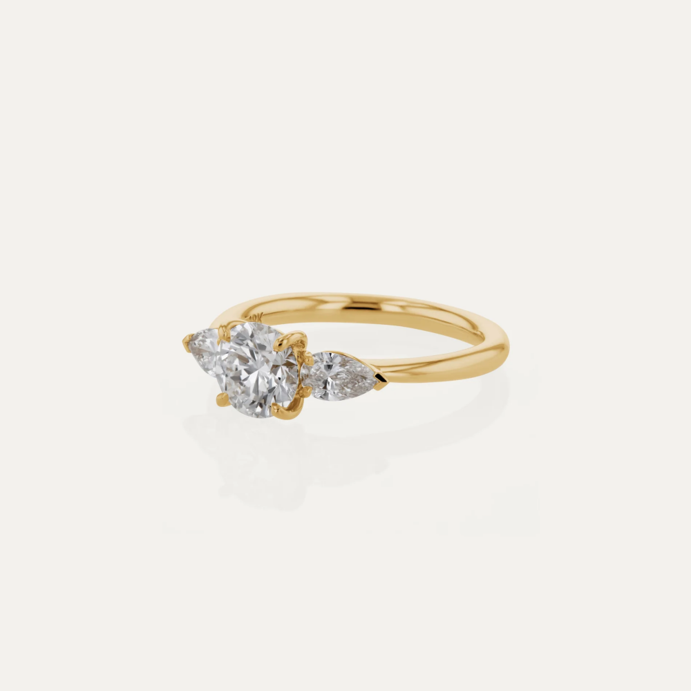 Custom Ring-Three Stone Round Cut Moissanite Engagement Ring