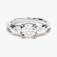 Load image into Gallery viewer, Three‑Stone Moissanite Engagement Ring with Pear‑Cut Accents
