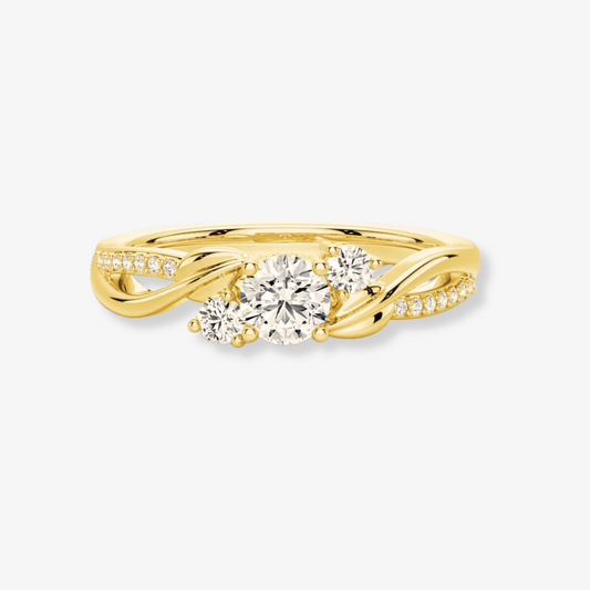 Three Stone Moissanite Twisted Band Promise Ring