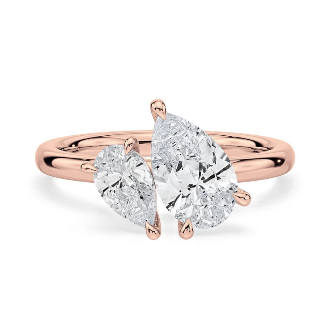 Toi et Moi Moissanite Engagement Ring