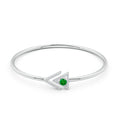 Triangle Geometric Frame Lab Emerald and Moissanite Open Cuff Bracelet