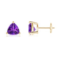 Trillion Cut Amethyst Solitaire Stud Earrings